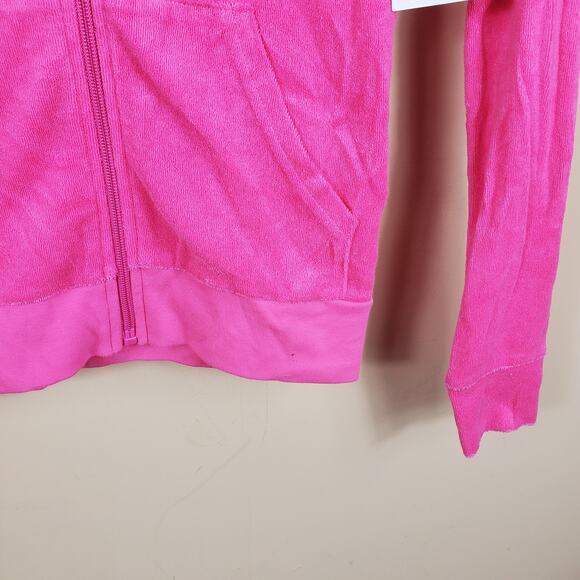 Juicy Couture Shocking Pink MT Robertson Hoodie Girl's Size 10 - Picture 2 of 12